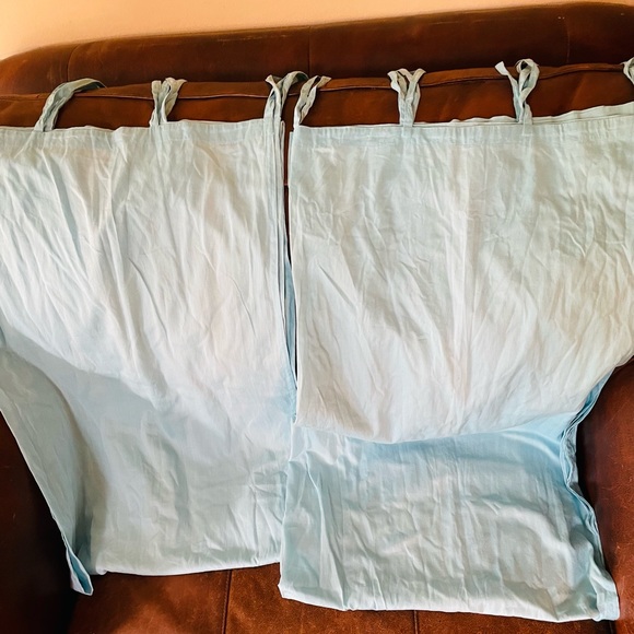 2 POTTERY BARN TEEN PB TEEN SHEER TWISTED BABY BLUE TIE TOP PANEL CURTAINS 42x63 - Picture 3 of 4